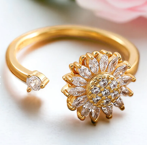 🌻 Anillo Girasol Giratorio – Un Amor que Siempre Brilla 💖